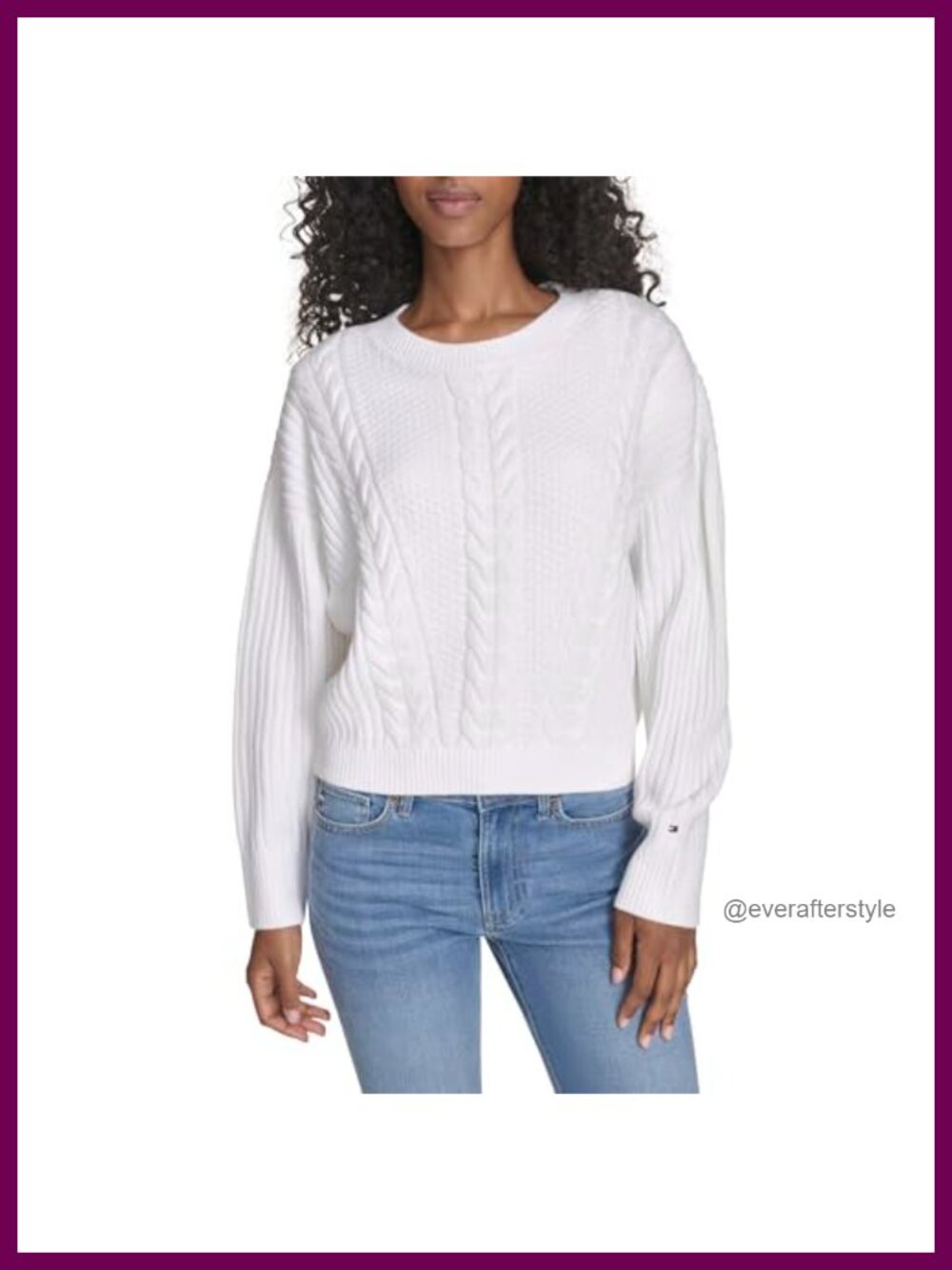 Cable Knit Crewneck Pullover Sweater Long Sleeve Classic Fit
